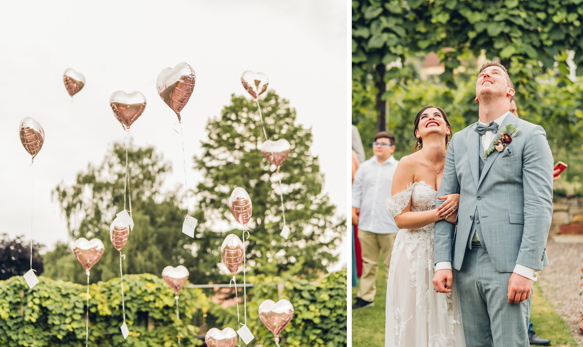 Hochzeit Weingut Fitz Ritter Rebarena Luftballons steigen lassen